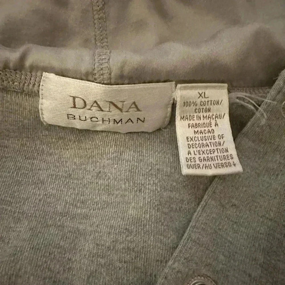Dana Buchman Grey Snap Front Hoodie with Zippered Pocket - Picture 7 of 7
